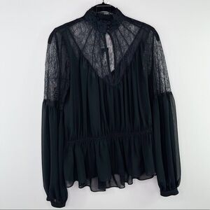 NWT Express High Neck Sheer Lace Long Sleeve Blouse size Small